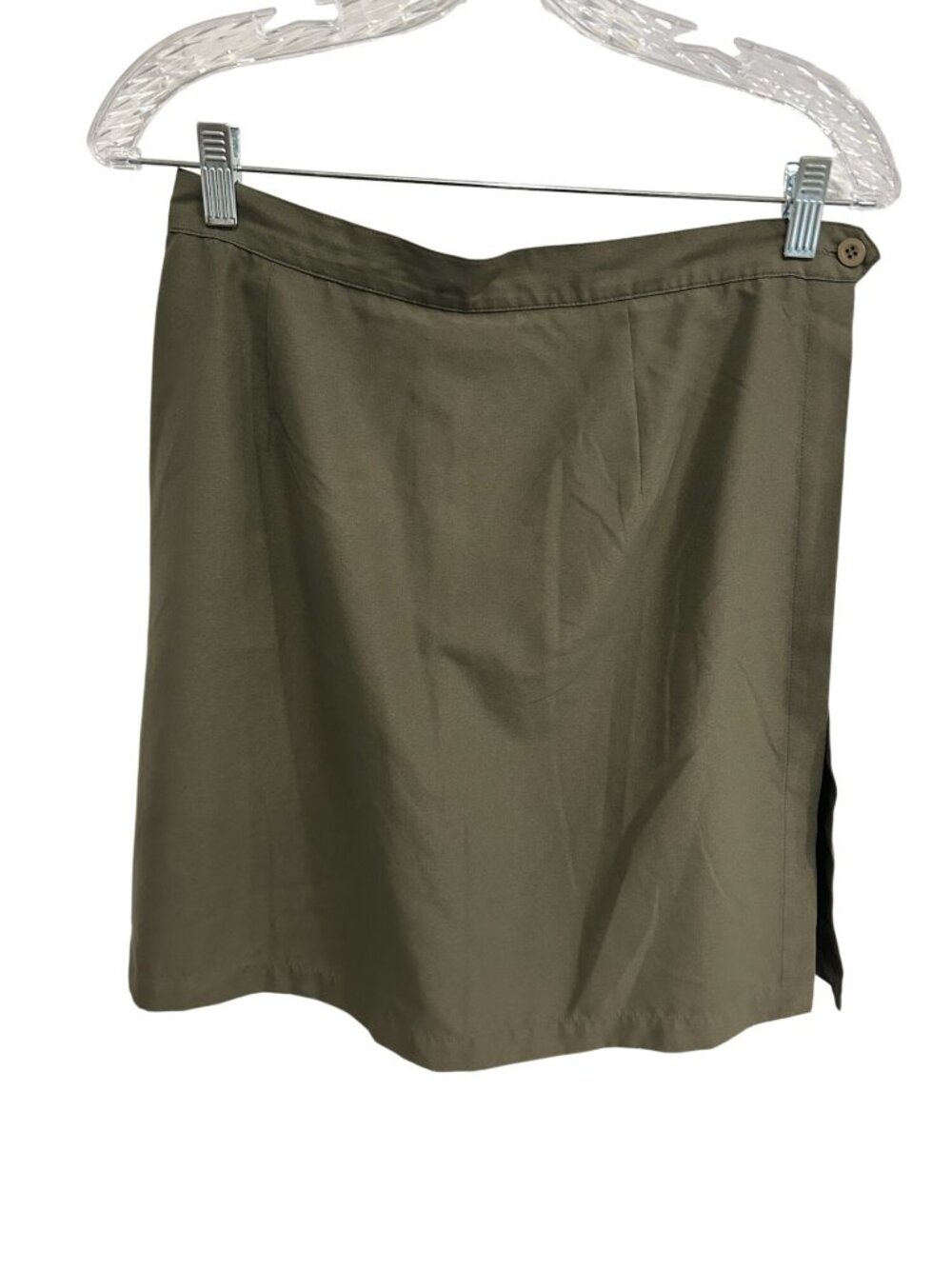 Charter Club Olive Green Side Zip Mini Skirt Size 10 Military Chic Minimalist
